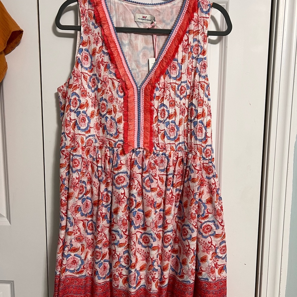Vineyard Vines Red and Blue Floral Mini Dress